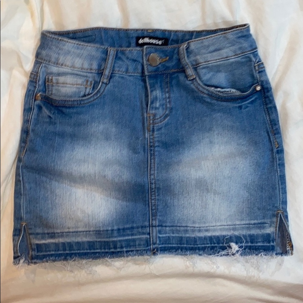 High waisted jean skirt